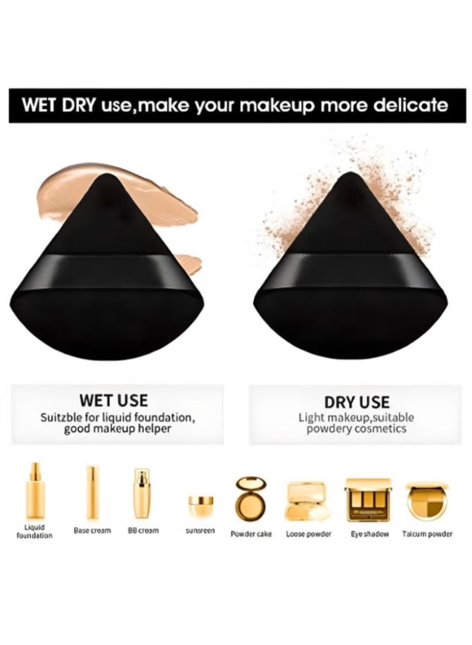 House of Aetheria ae 2 PCS Triangle Black Powder Puffs Face Cosmetic Powder Puff Washable Reusable Soft Plush Powder Makeup Sponge - Image 3